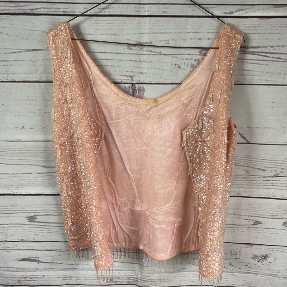 VINTAGE Imperial imports beaded 100% wool crop top Sz M-L - Picture 10 of 11
